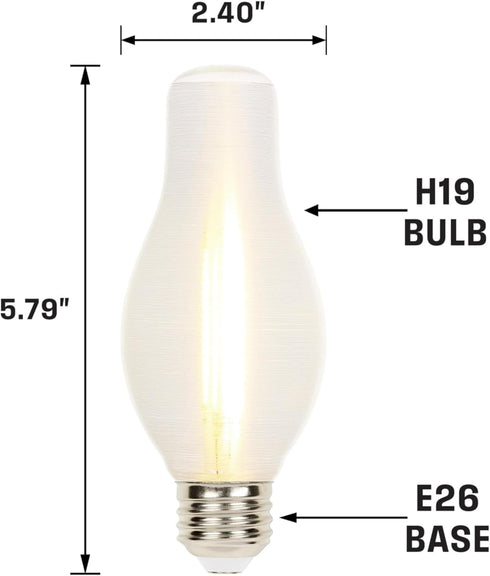 Westinghouse 5276000 Glowescent H19 Dimmable Clear Spun-Satin LED Light Bulb, 6.5W (60W Equivalent)