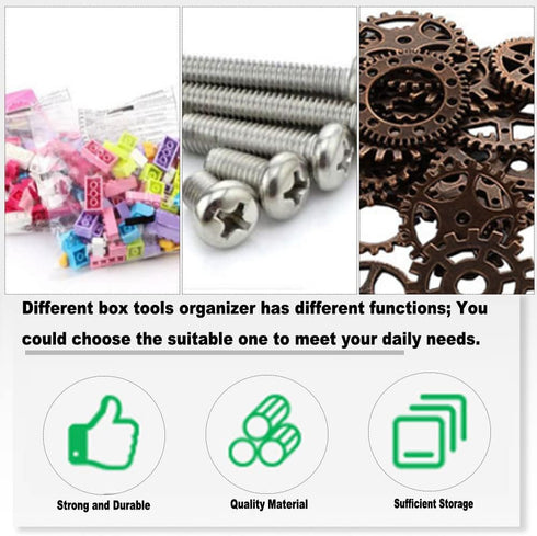Utoolmart 2 Pcs Tool Box Organizer, Plastic Hardware Box Storage for Screws, Bolts, Nuts, Nails, Jewelry