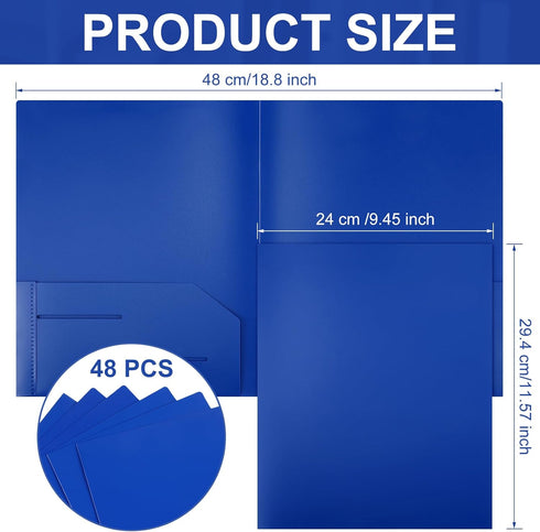 Fulmoon 48 Pack Heavy Duty Plastic Folders, 2 Pockets, Fit Letter Size Paper, Bulk for School Office Home