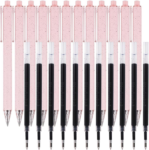 RIANCY Pink Pens, Black Ink Retractable Gel Pens, 0.6mm Smooth Writing, Cute Journaling Pens for Men Women Students