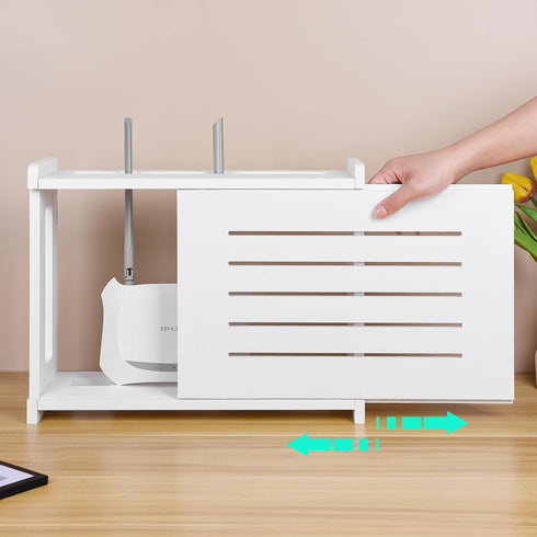 BEARUT Router Shelf Wall Mount WiFi Router Storage Box Modem Cable Cover Organized Power Strip Cable Management Hider