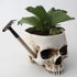 Mikayoo Skull Pen Holder - Skull Makeup Brush Holder and Storage Box for Office Desk, Green Plant Flower Pot