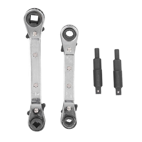 HVAC Service Wrench Set: 3/8 1/4 5/16 Ratchet Wrench with 2 Bit Adapter for Equipment Repair