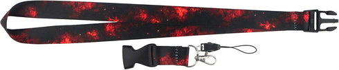 DMLSKY Black Red Lanyard for Keys, Keychain ID Badge Holder with Safe Removable Buckle & Clip