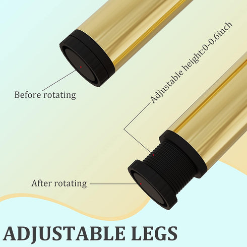 M MIMHOOY 5 Inch Set 4, Gold Furniture Legs Legs for Furniture of Adjustable Metal Legs for Dresser Cabinet Couch
