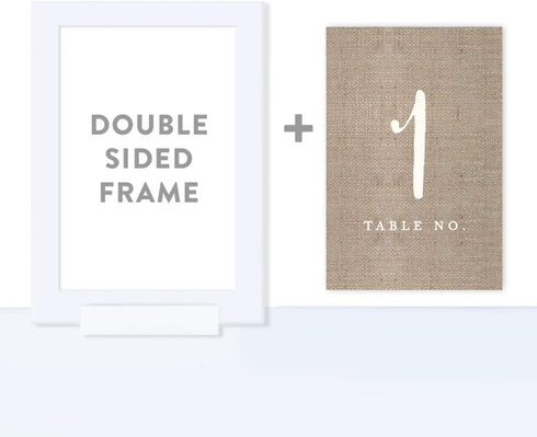 1-8, 1-Set, 4x6-inch, Andaz Press Framed Double-Sided Table Numbers Burlap Print, For Fall Autumn Party Catering