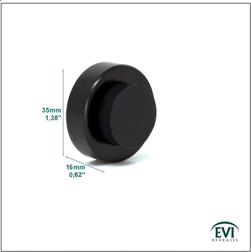 EVI Wall/Handle Adhesive Doorstop, 0.9'' X 0.55'' Black Rubber with V2A Stainless Steel, Includes Screw + Clamping