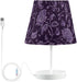 3 ALAZA Bedside Lamp Purple Flower Paisley Table Lamp for Bedroom Desk Lamp with USB Port LED Nightstand Color