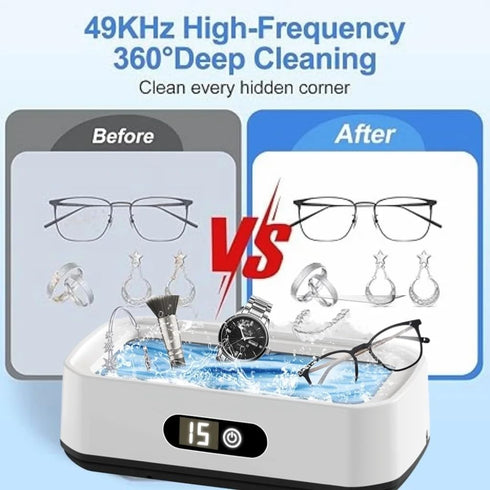 48KHz 304 12oz Ultrasonic Jewelry Cleaner, Ultrasonic Cleaner Machine for Jewelry, Stainless Steel Cleaning Pod