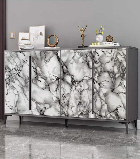 Yancorp 16"x394" White and Black Contact Paper, Self-Adhesive Peel and Stick Backsplash Vinyl Kitchen