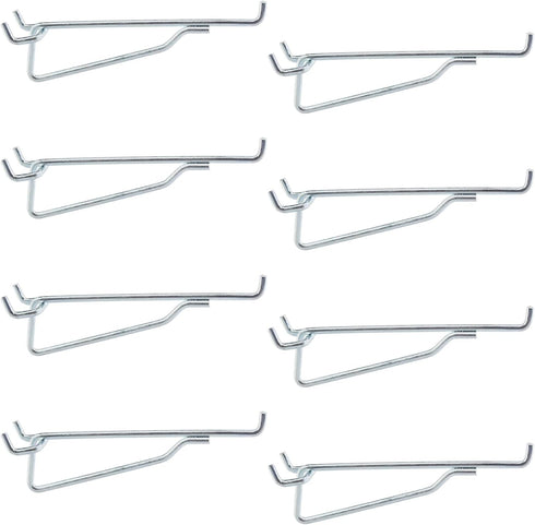 8PACK Pegboard Shelf Hooks, 6" Metal Utility Hook Set, 1/4 inch Organizer Accessories for Garage, Art Craft Room