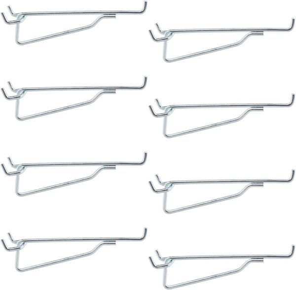 8PACK Pegboard Shelf Hooks, 6" Metal Utility Hook Set, 1/4 inch Organizer Accessories for Garage, Art Craft Room