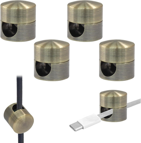 Waziaqoc 4Pcs 2-In-1 Charger Holders for Cords, Gun Metal Cord Anchors Holde, Adhesive Cord Clips, Cable Management