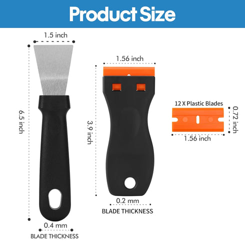 EILKBLA 14Pcs 3D 12 Printer Scraper Tool, Angled Metal Scraper for Stubborn Prints & Plastic Scraper for Scratch Free