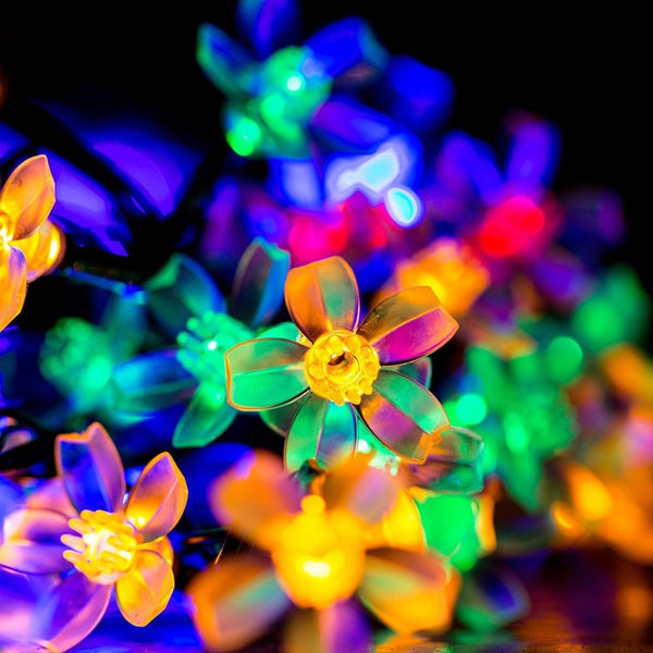Fairy Flower String Lights Outdoor, 33 Feet 100LED Starry Cherry Blossom Lighting for Christmas Halloween Wedding Party