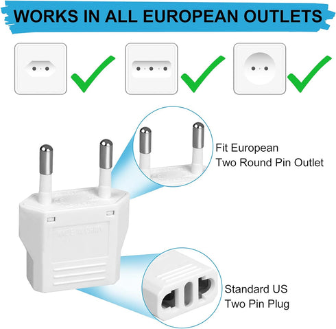 12 Pack European Plug Adapter, US to Europe Type C Plug Adapter, Travel Adapter for European Wall Outlets