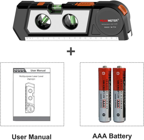 Laser Level Line Tool, 4 in 1 Multipurpose Cross Line Laser Level with Measure Tape Ruler