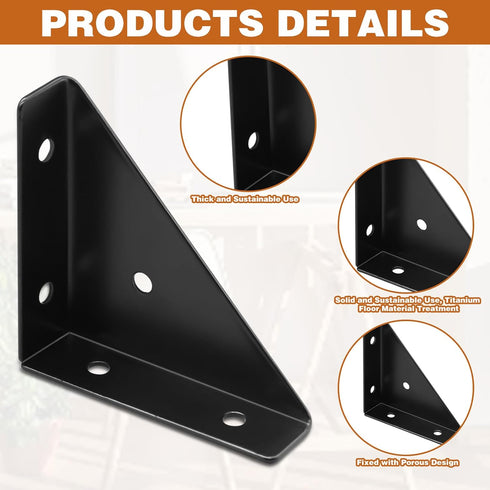 CANIPHA 4Pcs 66mm 66mm Corner Bracket Black Angle Bracket Corner Brace, Metal Corner Brackets Triangle Corner Shelf