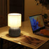 10.4 Inch Modern Small Table Lamp with Grey Metal Base and Linen Shade, Nightstand Light for Bedroom, Living Room