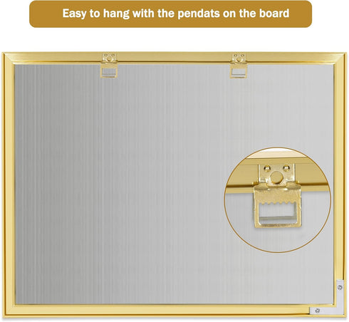 Dry Erase Monthly Calendar Whiteboard, 13"x 17" Gold Aluminum Frame, Magnetic White Board for Wall, Office, School, Home