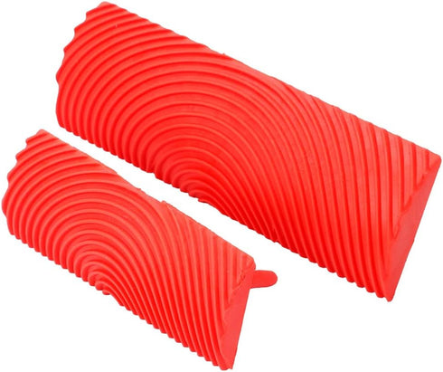 Durable Red Cylinder Rubber Wood Grain Effect Painting Tool, 2Pcs/Set for House Office