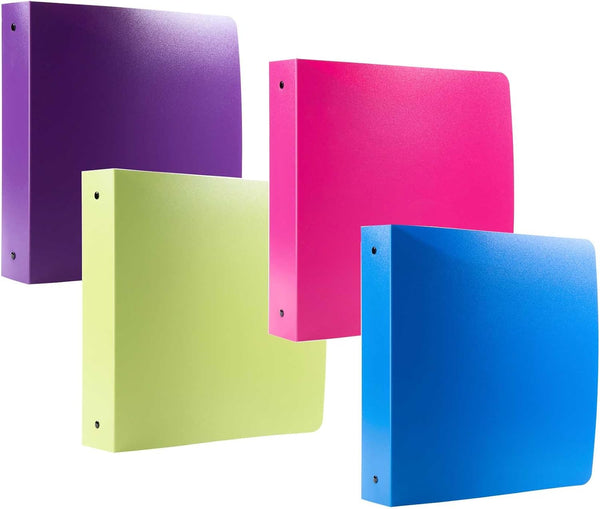 Filexec Ez Comfort 3 Ring Binder, 2 Inch Capacity, 5 Tabbed Dividers, Opaque, Letter Size, Pack of 4, Blue, Hot Pink,