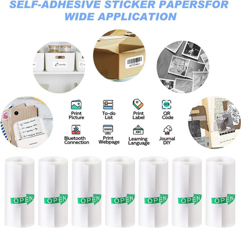 YSYONM 10 57 25mm Rolls Mini Thermal Printer Sticker Paper x Self-Adhesive for Mini Printer Sticker Maker Instant