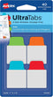 AVERY Mini Ultra Tabs, 1" x 1.5", 2-Side Writable, Assorted Colors, 40 Repositionable Tabs (74760)
