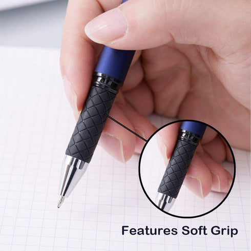 Lin.Pen 1.0mm Black Gel Pens - 2-in-1 Stylus Gel Pen - Gel Ink Rollerball Pens for Office - 18 Pack - Dark Blue