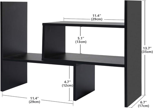 Hossejoy Desk Shelf, Adjustable Desktop Storage Organizer, Wood Display Shelf Rack, Office Supplies Desk Organizer
