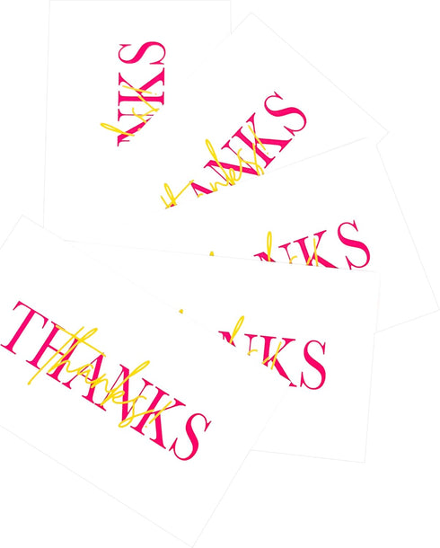 RXBC2011 Pack 100 Elegant pink Thank You Cards with Gold Accent of Hotpink