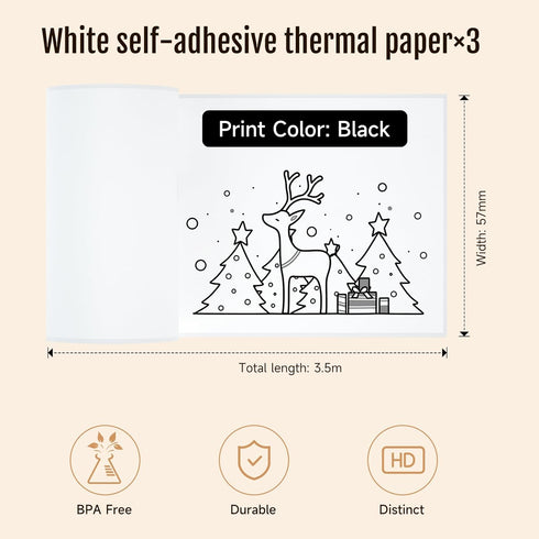 S1 S2 M02 T02 (57x29mm, 3.5m/Roll) iDPRT Mini Thermal Sticker Paper - for Most Instant Cameras and Label Printer