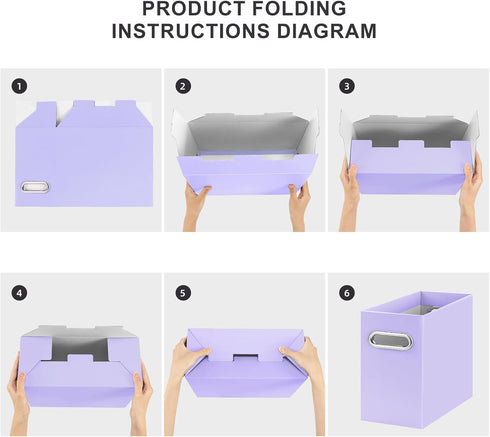 Oterri File Organizer, Small Storage Box, Collapsible Hanging File Organizer for Letter Size, 2 Packs, Purple