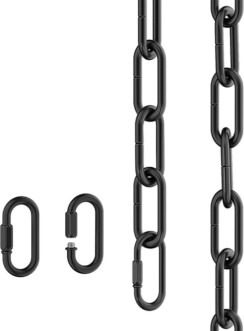 garini 3 Feet Industrial Black Light Fixture Chain, Metal Pendant Chandelier Chain