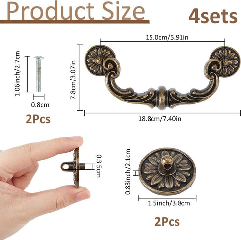 4 Sets 5.91" SUPERFINDINGS Vintage Bail Pull Handles Hole Spacing Center Antique Bronze Drawer Handles Alloy Drop Pulls