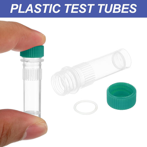 PATIKIL 200Pcs Self Standing Cryogenic Vial, 1ml Plastic Test Tube, Green Cap for Lab Science