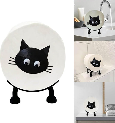 Artvita 3D Cat Toilet Paper Holder - Funny Animal Paper Towel Holder for Bathroom Decor, Self Standing Unique Printed