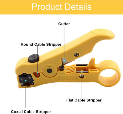 Universal Cable Stripper Cutter for Flat or Round UTP Cat5 Cat6 Wire Coaxial Stripping Tool