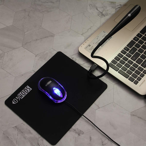 SOON GO 3 1 Dimmable Mini Mouse Pad Kids Mice for Laptop USB LED Light in Gift Combo Mouse Pad Non-Slip Rubber Base USB