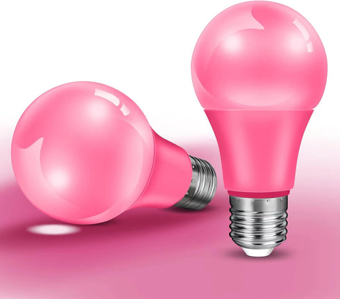 2-Pack Pink LED Light Bulbs, 9W (60W Equivalent) E26 Base for Christmas, Halloween, Holiday Lighting, Wedding Decor