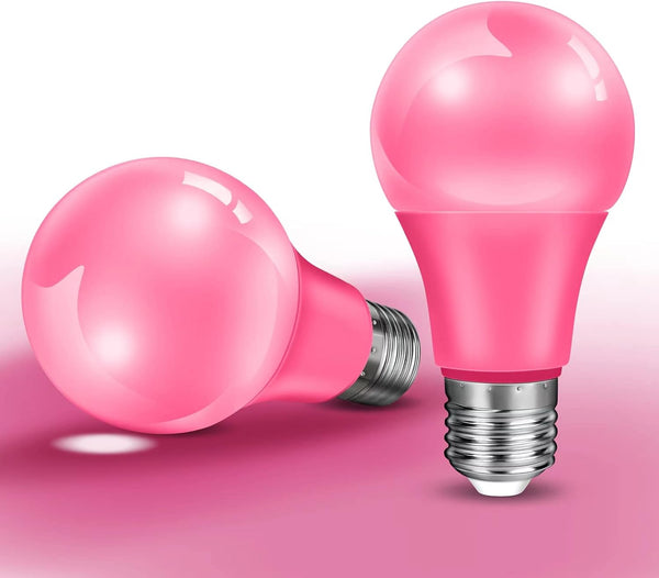 2-Pack Pink LED Light Bulbs, 9W (60W Equivalent) E26 Base for Christmas, Halloween, Holiday Lighting, Wedding Decor
