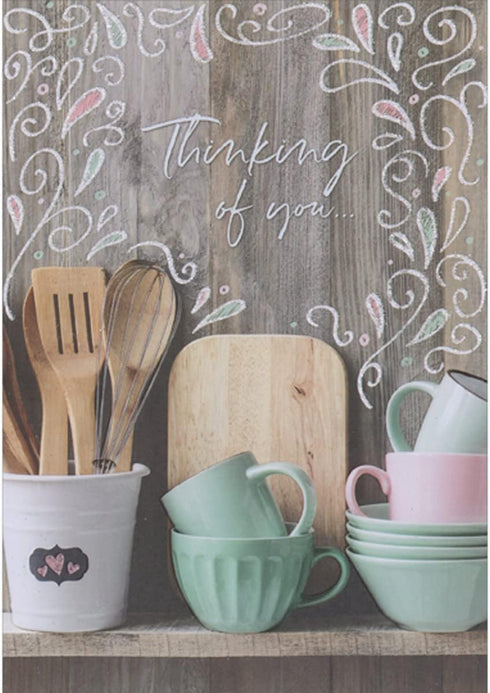 Designer Greetings Thinking of You Photo of Wooden Utensils in White Cup,