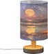 ALAZA Moon Starfish Beach Oilpaint Bedside Table Lamp with USB Port for Bedroom Nightstand Lamps Night Light Linen