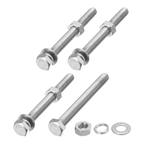 Hex Head Screws Bolts, Nuts, Flat & Lock Washers Kits (M8-1.25x80mm), Stainless Steel Fully Threaded Set