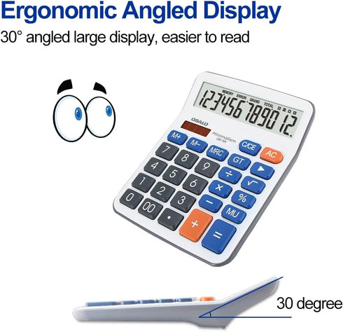 Desktop Calculator, Extra Large 5-Inch Clear LCD Display, 12-Digit Big Number Button, Auto Sleep Function