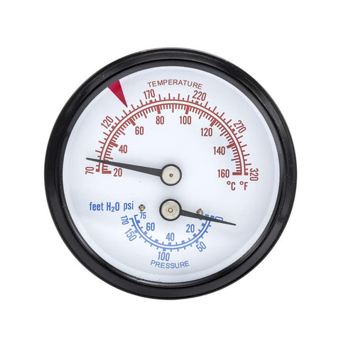 PIC Gauges TRI-RC-254R1.75-D Commercial Tridicator, 2.5" Dial, Black Steel Case, 0/75 psi Range, 1/4" Male NPT
