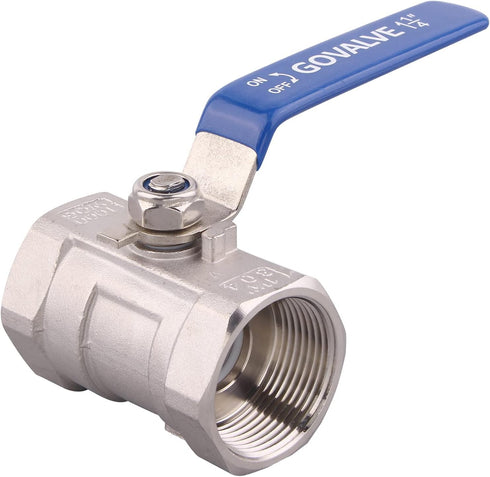 1PC Ball Valve Stainless Steel, 1 1/4" NPT Female Standard Port, 1-Piece Type for Water, Oil, and Gas