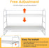 PowerKing 2-Tier Desk Shelf Organizer, Adjustable Bookshelf Storage Rack for Home Office, White Frame + White Wood