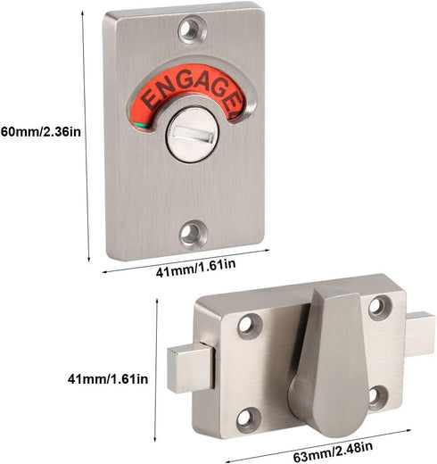 Door Lock Bathroom Toilet Lock with Occupancy Indicator, Stainless Steel Vacant Engaged Lock
