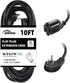10FT Extension Cord, Flat Plug 3 Prong Short Extension Cords, Black 16 Gauge Heavy Duty Cable for Kitchen Home